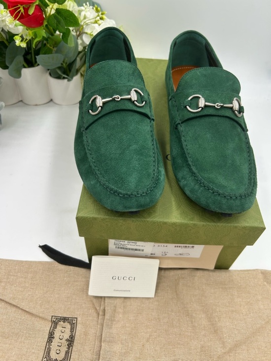 Men\'s Gucci emerald green horse bit driver loafers size 12.5 fits  13 US main image 10
